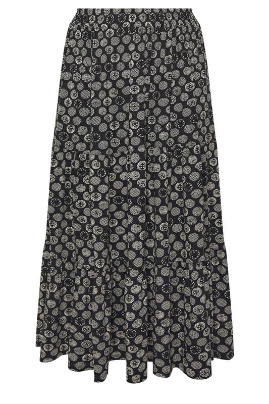 YOURS Plus Size Black Spot Tiered Maxi Skirt | Yours Clothing 5