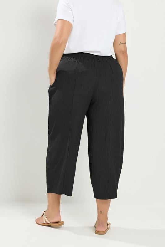 YOURS Plus Size Black Crinkle Barrel Trousers | Yours Clothing 2