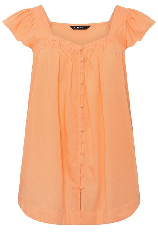 YOURS Plus Size Orange Linen Cap Sleeve Top | Yours Clothing 5
