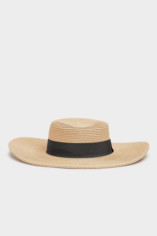 Natural Brown Straw Wide Brim Boater Hat | Yours Clothing 2