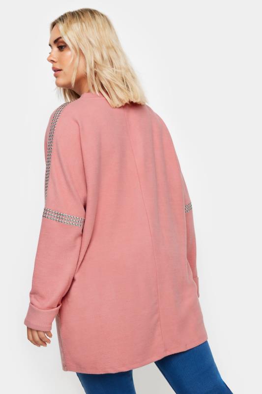 YOURS Curve Pink Stud Neckline Embellished Jumper | Yours Clothing  3