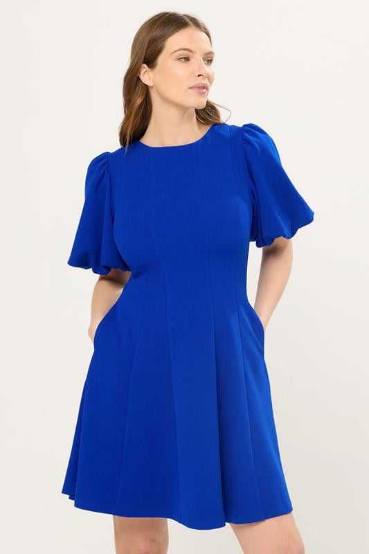 STAR Cobalt Blue Panelled Fit and Flare Dress