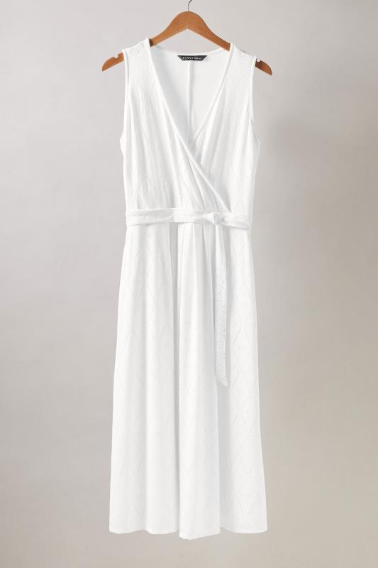 EVANS Plus Size White Broderie Anglaise Wrap Dress | Evans 5