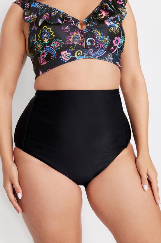 Plus Size Black Super High Waisted Tummy Control Bikini Briefs | Yours Clothing 4