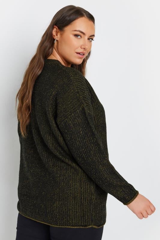 YOURS Plus Size Black & Green Knitted Jumper | Yours Clothing 4