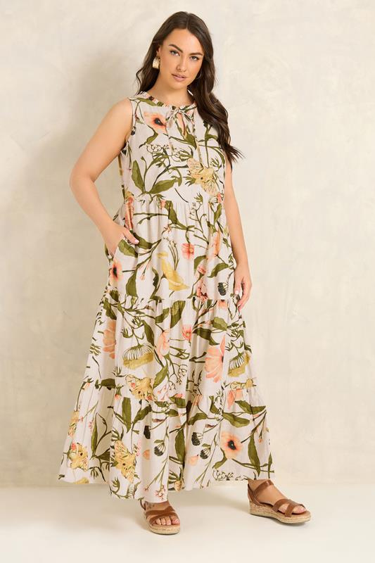 EVANS Curve Natural Floral Print Cotton Sundress