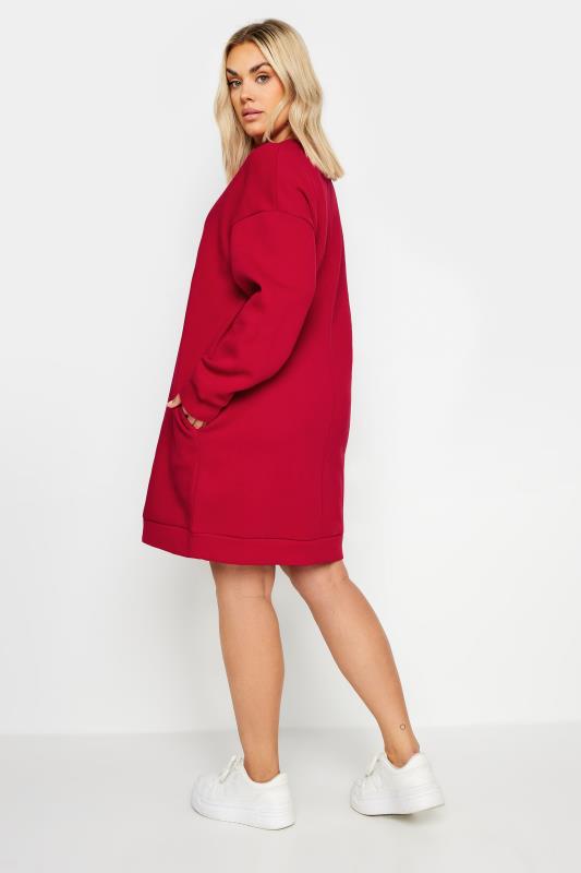 YOURS Plus Size Red Sweatshirt Dress | Yours Clothing  3