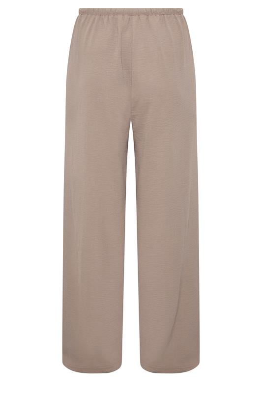EVANS Plus Size Mocha Brown Tie Waist Wide Leg Trousers | Evans 2