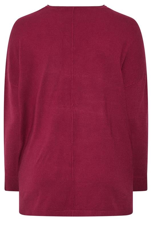 EVANS Plus Size Wine Red Seam Detail Jumper | Evans 2