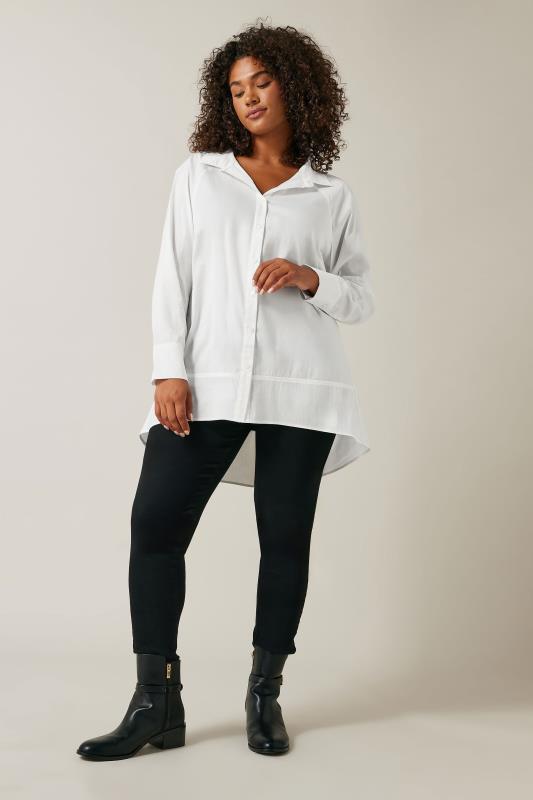 Cotton Rich Tiered Hem White Shirt  2