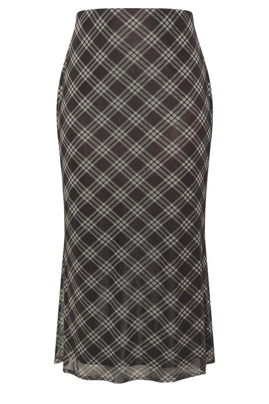 LIMITED COLLECTION Plus Size Brown Checked Mesh Skirt | Yours Clothing 7