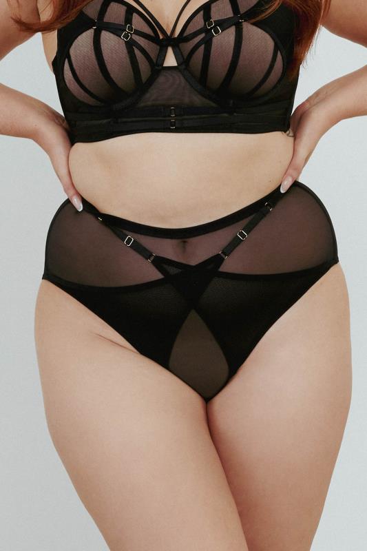 PLAYFUL PROMISES Plus Size Black Eddie Crossover Thong | Yours Clothing 4