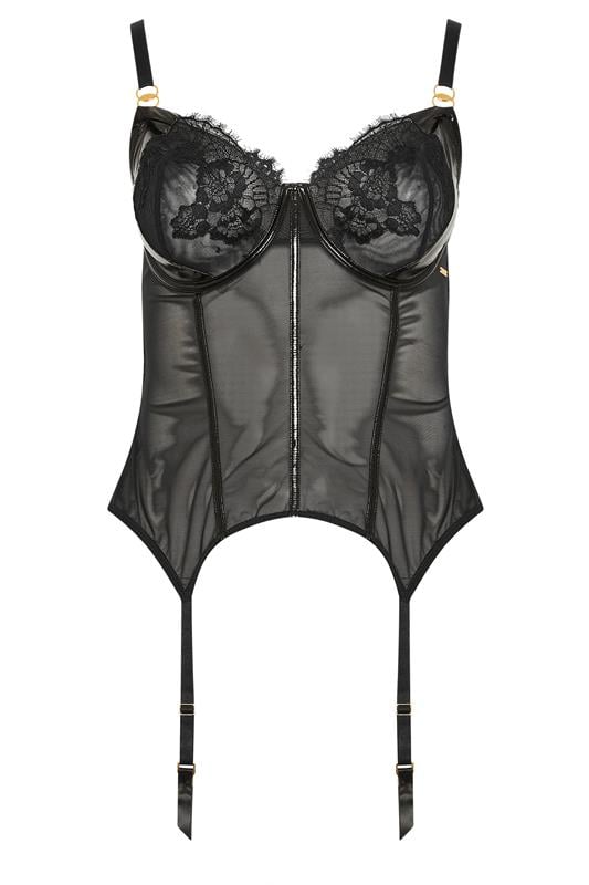 YOURS Plus Size Black Non-Padded Lace Basque | Yours Clothing 5