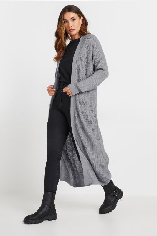 LTS Tall Womens Grey Longline Ribbed Cardigan | Long Tall Sally  2