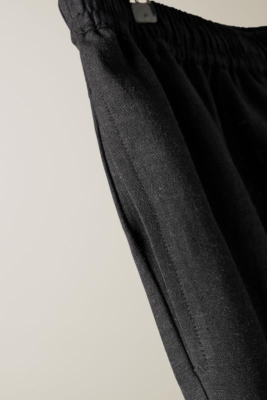 EVANS Plus Size Black Linen Trousers | Evans  8