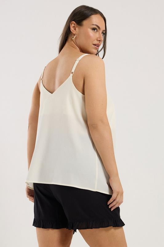 YOURS Plus Size Cream Button Front Cami Top | Yours Clothing 3