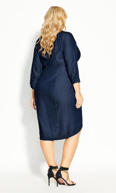 Plus Size Chambray Twist Dress - indigo 2