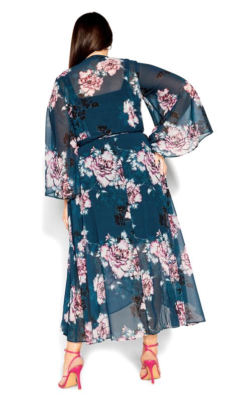 Plus Size Jade Blossom Wrap Bell Sleeve Maxi Dress 4