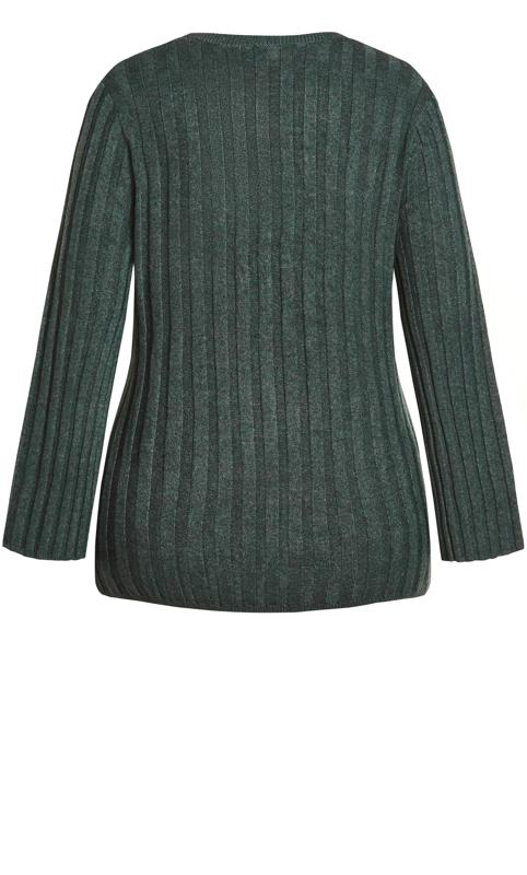 Evans Teal Green Ribbed Knit Bell Sleeve Jumper 7