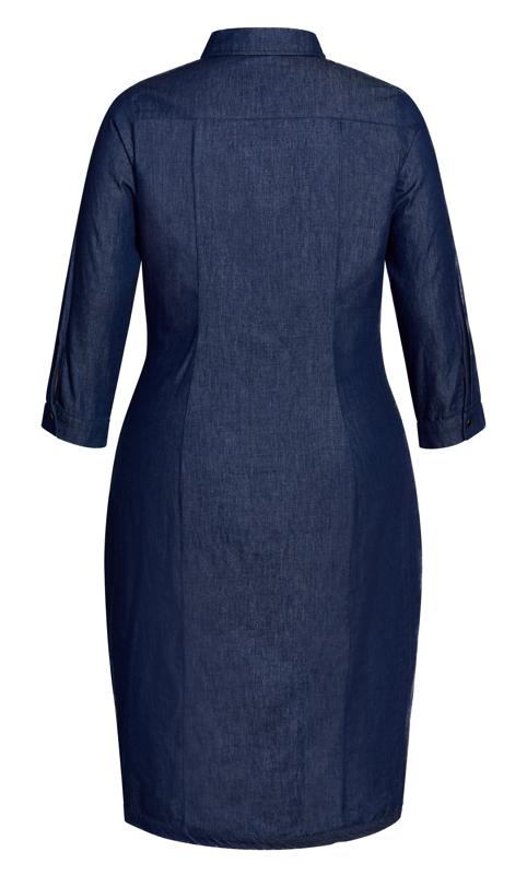 Plus Size Chambray Twist Dress - indigo 3