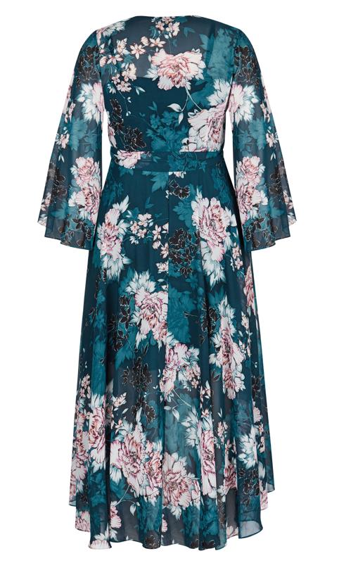 Jade Green Blossom Floral Print Maxi Dress 4