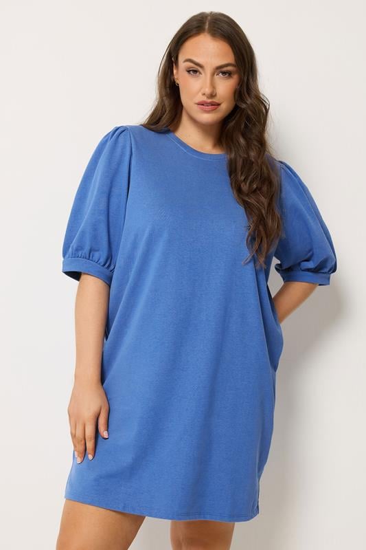  YOURS Curve Blue Balloon Sleeve Dress