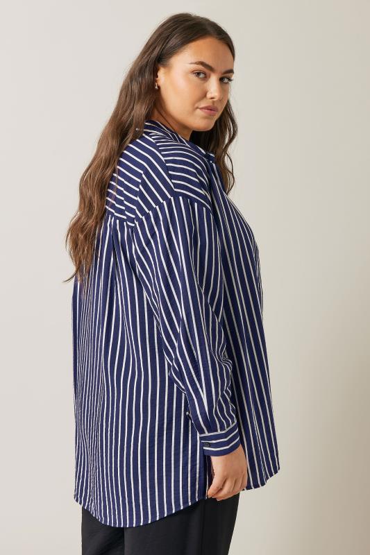 EVANS Curve Blue & White Stripe Girlfriend Shirt | Evans 4