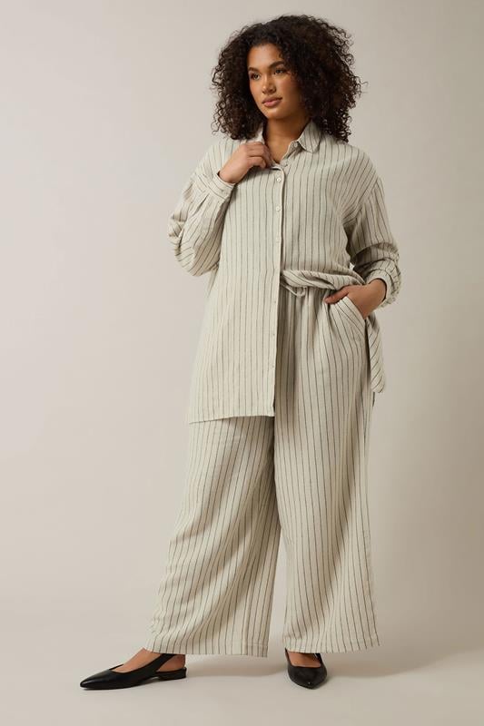  EVANS Curve Set Natural Brown Stripe Shirt & Trouser