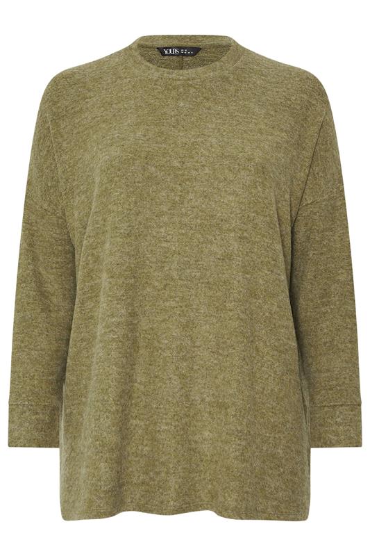 YOURS Plus Size Khaki Green Soft Touch Jumper | Yours Clothing 5