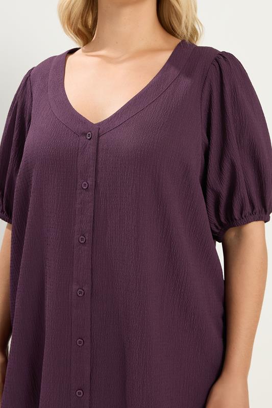 YOURS Plus Size Purple Button Textured Blouse | Yours Clothing 4