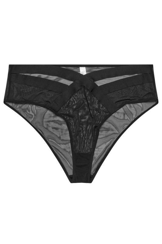 PLAYFUL PROMISES Black Cross Over High Waisted Brief | Yours Clothing 1