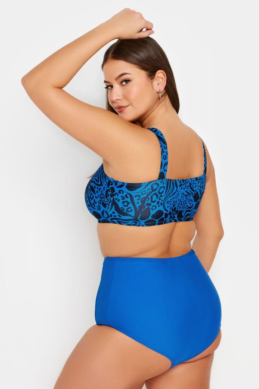 YOURS Plus Size Cobalt Blue Mixed Animal Print Bikini Top | Yours Clothing 3