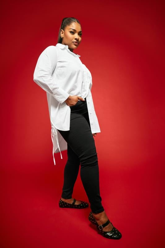 YOURS Plus Size White Tie Detail Shirt | Yours Clothing  2