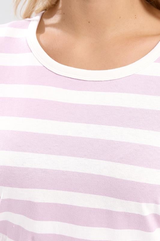 YOURS Plus Size Pink Stripe Long Sleeve T-Shirt | Yours Clothing 4