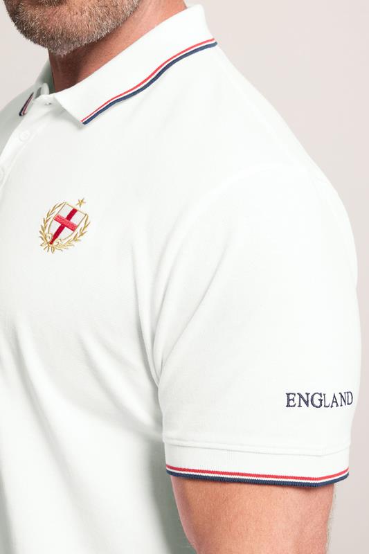 BadRhino Big & Tall White England Embroided Polo Shirt | BadRhino 6