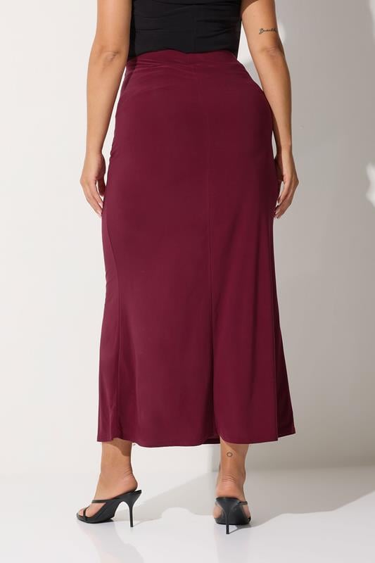 LIMITED COLLECTION Plus Size Burgundy Red Tie Maxi Skirt | Yours Clothing 4