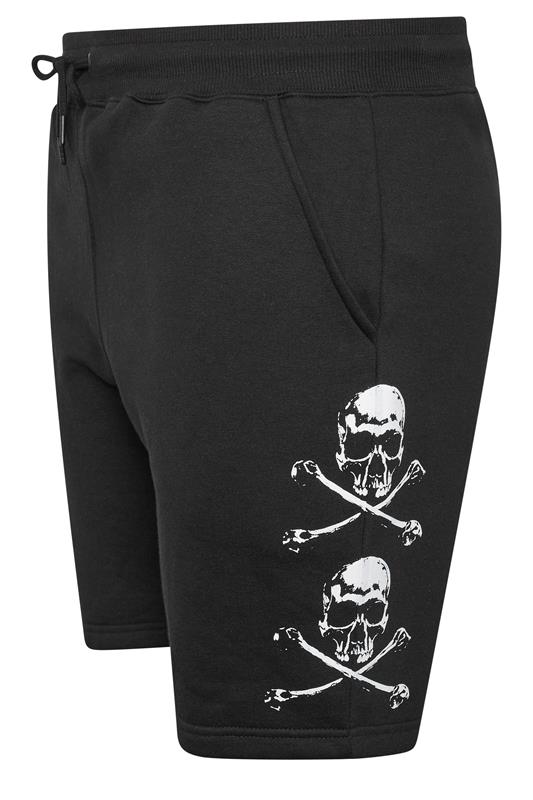 BadRhino Big & Tall Black Skull Printed Jogger Shorts | BadRhino 3