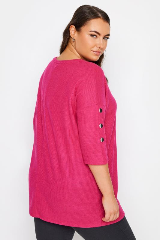 YOURS Plus Size Pink Soft Touch Button Top | Yours Clothing 4