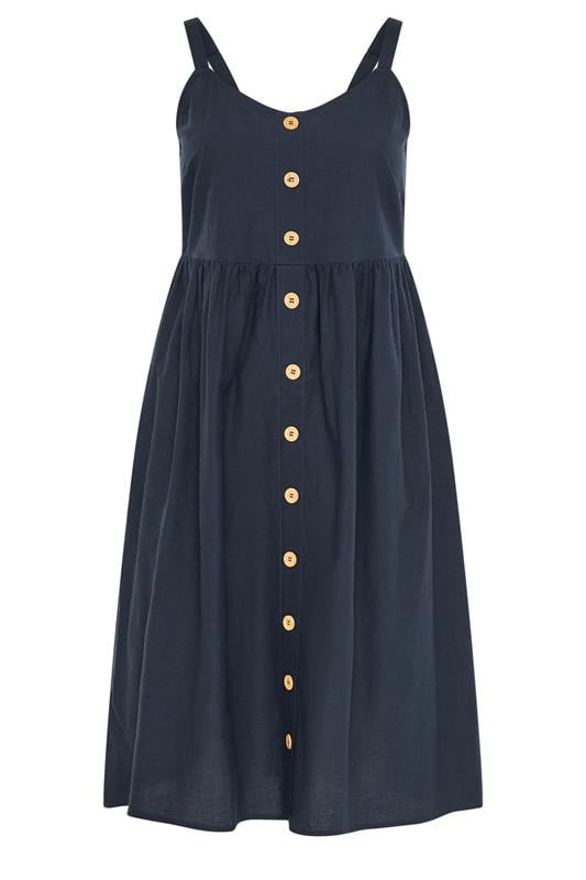 YOURS Plus Size Navy Blue Linen Sundress | Yours Clothing 5