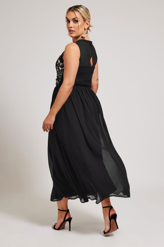 YOURS LONDON Plus Size Black Lace Bodice Maxi Dress | Yours Clothing  3