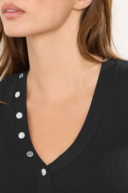 STAR Black Ribbed Button Bust Vest Top | StarByJM 5