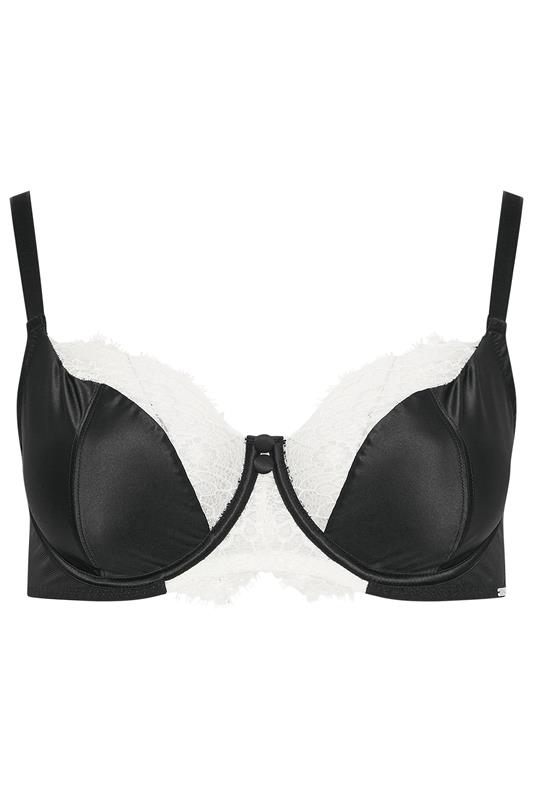 YOURS Plus Size Black Contrast Lace Non-Padded Underwired Bra | Yours Clothing 5