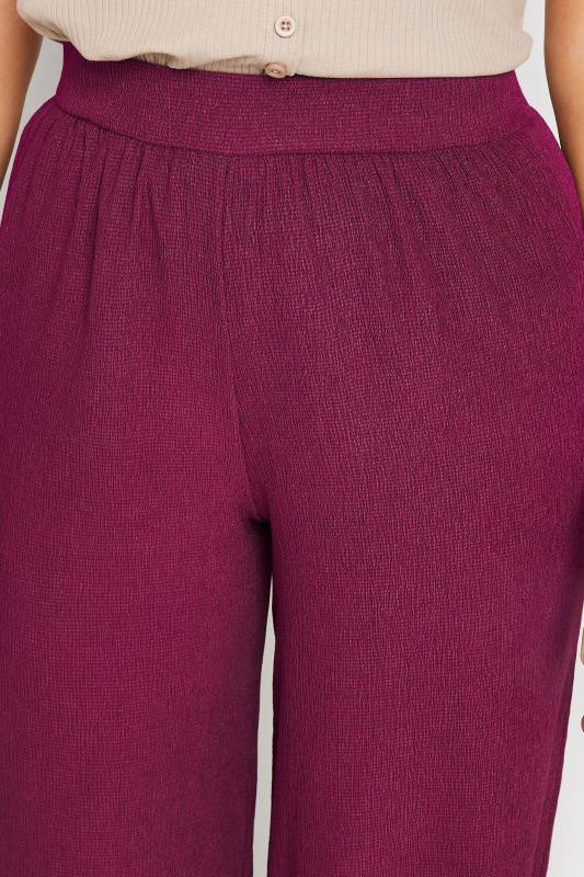 LTS Tall Women's Berry Pink Textured Wide Leg Trousers | Long Tall Sally 5