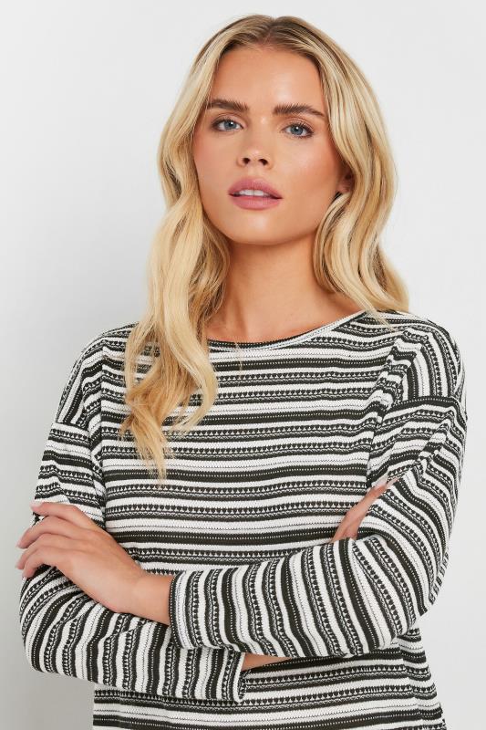 M&Co Petite Black & Ivory Pleated Hem Stripe Top | M&Co 4