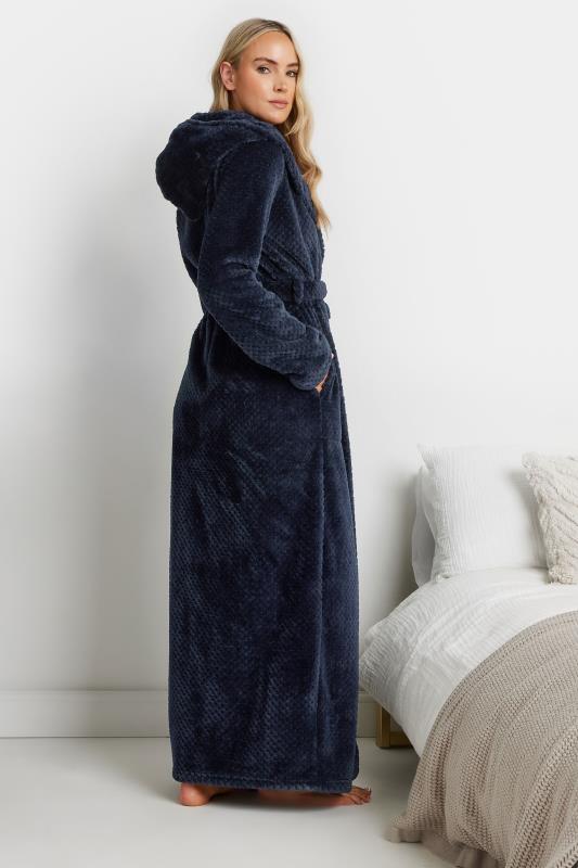 LTS Tall Navy Blue Waffle Maxi Dressing Gown | Long Tall Sally 3