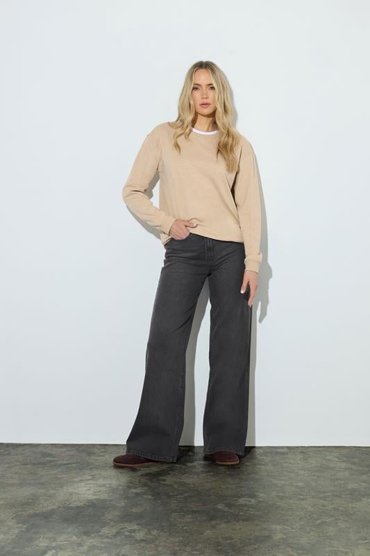 LTS Tall Natural Brown & White Cotton Layered Top