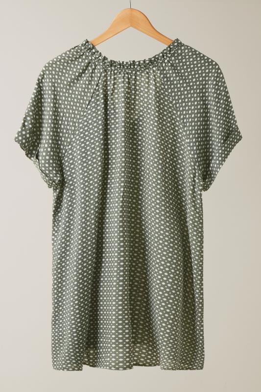 EVANS Plus Size Grey Dot Print Tie Neck Blouse | Evans 6