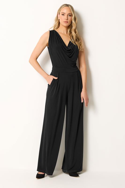  LTS Tall Black Cowl Neck Wide Leg Jumpsuit