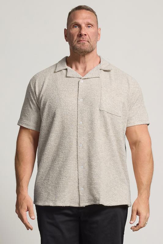 BadRhino Big & Tall Natural Brown Short Sleeve Textured Jersey Shirt | BadRhino 1