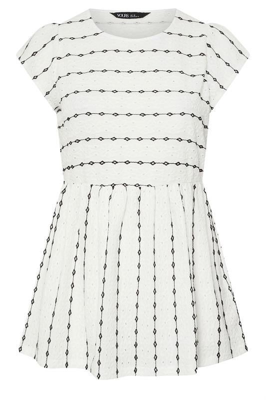 YOURS Curve White Daisy Broderie Anglaise Smock Top | Yours Clothing 5